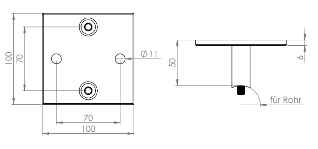 Änderung: mit 2 Langlöchern 11 x 15 mm