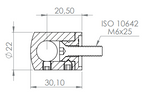 Querstabhalter Ø 22 mm, mit Durchgangsbohrung, V2A / V4A