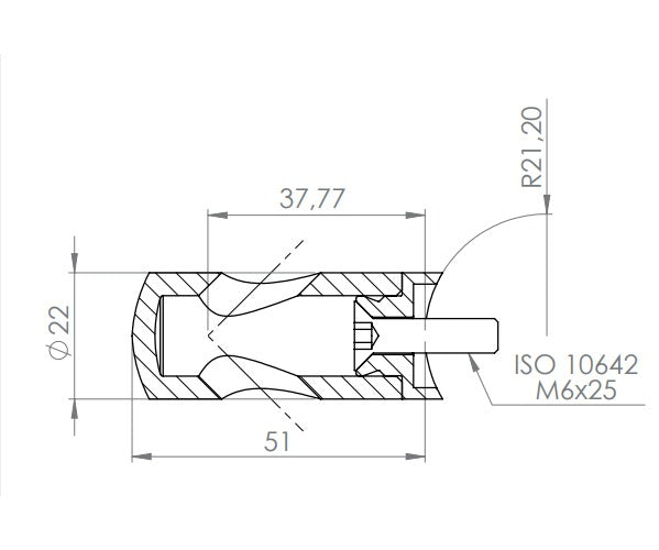 Querstabhalter Ø 22 mm, für 90° Außenecke, mit Durchgangsbohrung, V2A / V4A