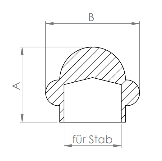 Edelstahl Zierabschlusskugel mit Bündchen, Vollmaterial, für Rundmaterial, zum Kleben, V2A