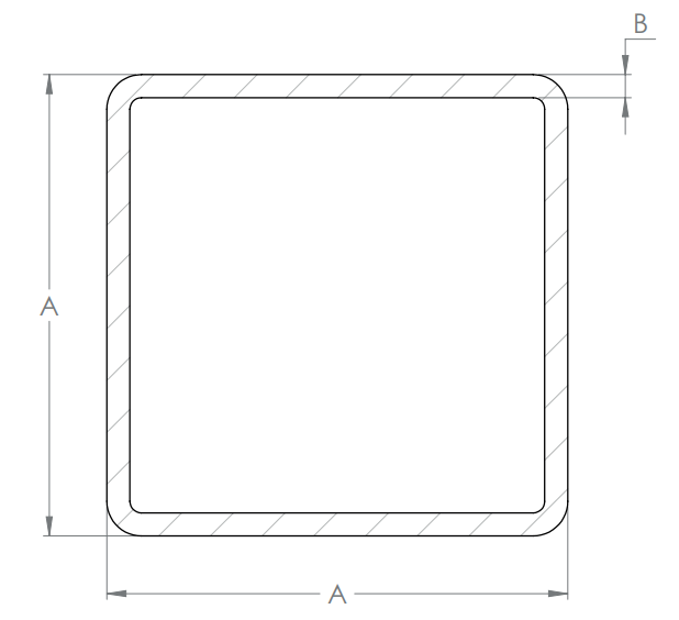 Edelstahl Quadratrohr, Länge 6000 mm, V2A