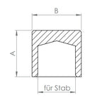 Edelstahl Endkappe flach, hohl/gegossen, für Rundstäbe, zum Kleben, V2A