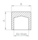 Edelstahl Endkappe flach, hohl/gegossen, für Rundstäbe, zum Kleben, V2A