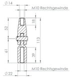 Gelenkverbinder (von Zugstange zu Ankerplatte), 2 x Rechtsgewinde M10, zu Vordachsystem Edelstahl