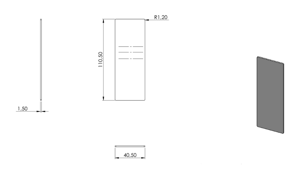 Endkappe zum Aufkleben für Alu-Profil eleganza LIGHT, Holmlast 0.5 -1.0kN, seitliche Montage