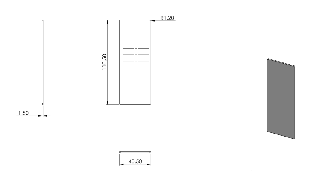 Endkappe zum Aufkleben für Alu-Profil eleganza LIGHT, Holmlast 0.5 -1.0kN, seitliche Montage
