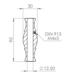 Edelstahl Zierhülse mit Durchgangsbohrung, Höhe 90 mm, V2A