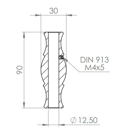 Edelstahl Zierhülse mit Durchgangsbohrung, Höhe 90 mm, V2A