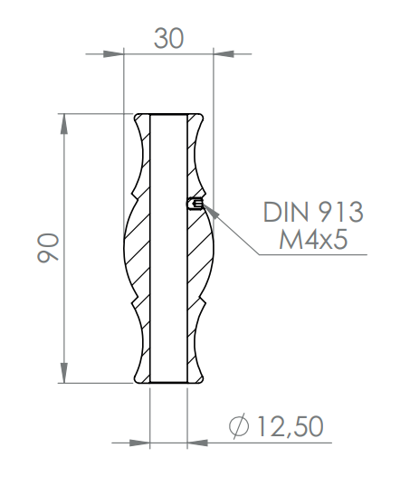 Edelstahl Zierhülse mit Durchgangsbohrung, Höhe 90 mm, V2A