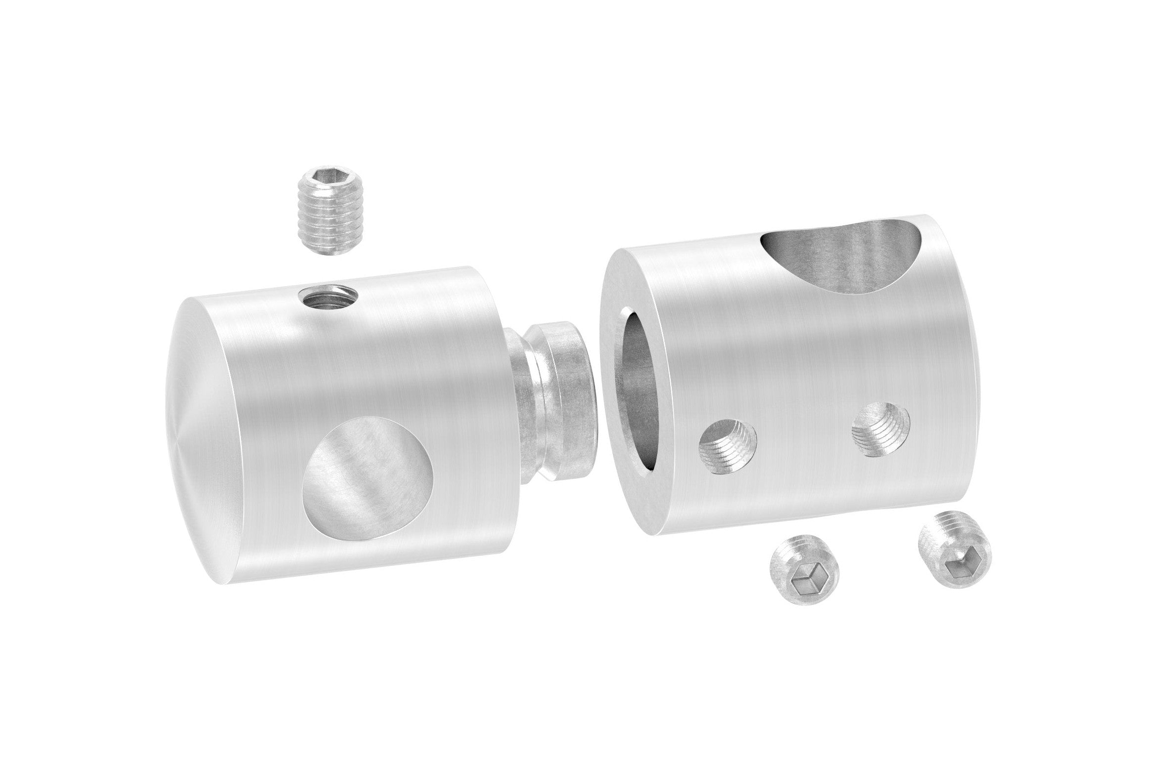 Doppelquerstabhalter ∅ 22 mm, mit 2 Bohrungen, zur Befestigung von Füllstäben, V2A