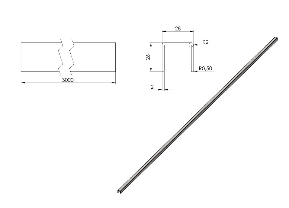 Kantenschutzprofil EASY 28 x 26 x 2 mm, V2A / V4A