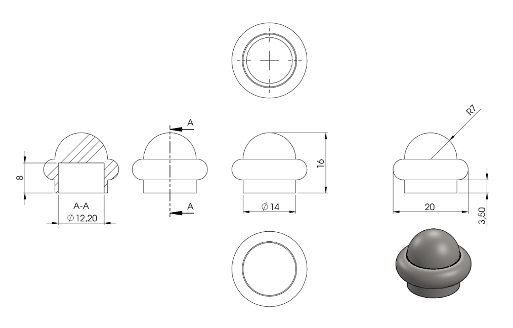 Edelstahl Zierabschlusskugel mit Bündchen, Vollmaterial, für Rundmaterial, zum Kleben, V2A