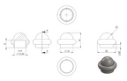Edelstahl Zierabschlusskugel mit Bündchen, Vollmaterial, für Rundmaterial, zum Kleben, V2A