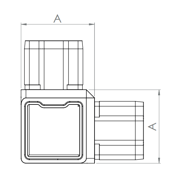 Edelstahl Eck-Verbinder 90° für Quadratrohre, 3 gleiche Abgänge, zum Stecken, V2A / V4A