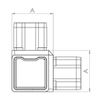 Edelstahl Eck-Verbinder 90° für Quadratrohre, 3 gleiche Abgänge, zum Stecken, V2A / V4A