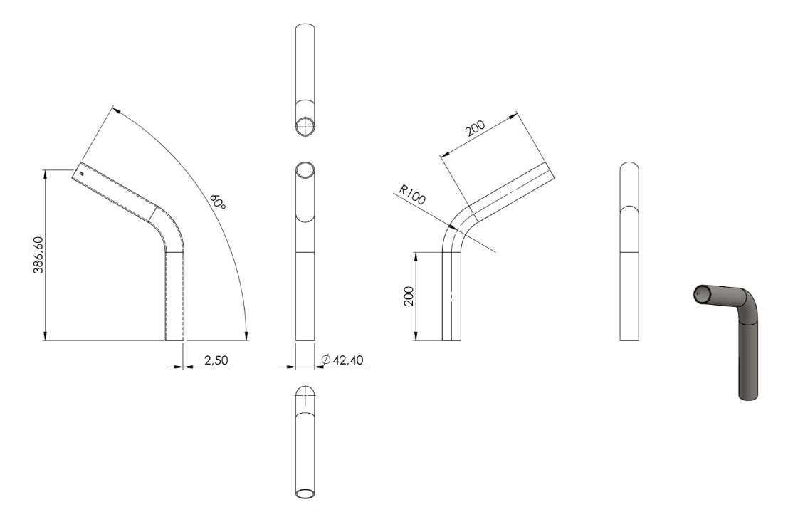 Zeichnung Rohrbogen Ø 42,4 mm