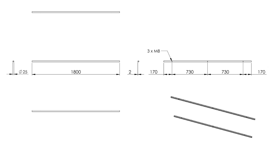 Zeichnung Laufschiene 1800 mm