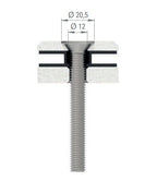 Glaspunkthalter Ø 52 mm mit Schraube, Klemmbereich 6.0 - 21.52 mm, V2A