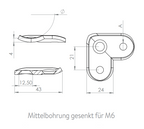 Handlaufanschlussplatte 90°, für Rohr, zum Verschrauben, V2A