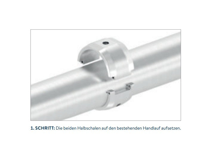 Handlauferhöhung für Rohr Ø 42,4 x 2,0 mm, geeignet zur nachträglichen Montage, V2A / V4A