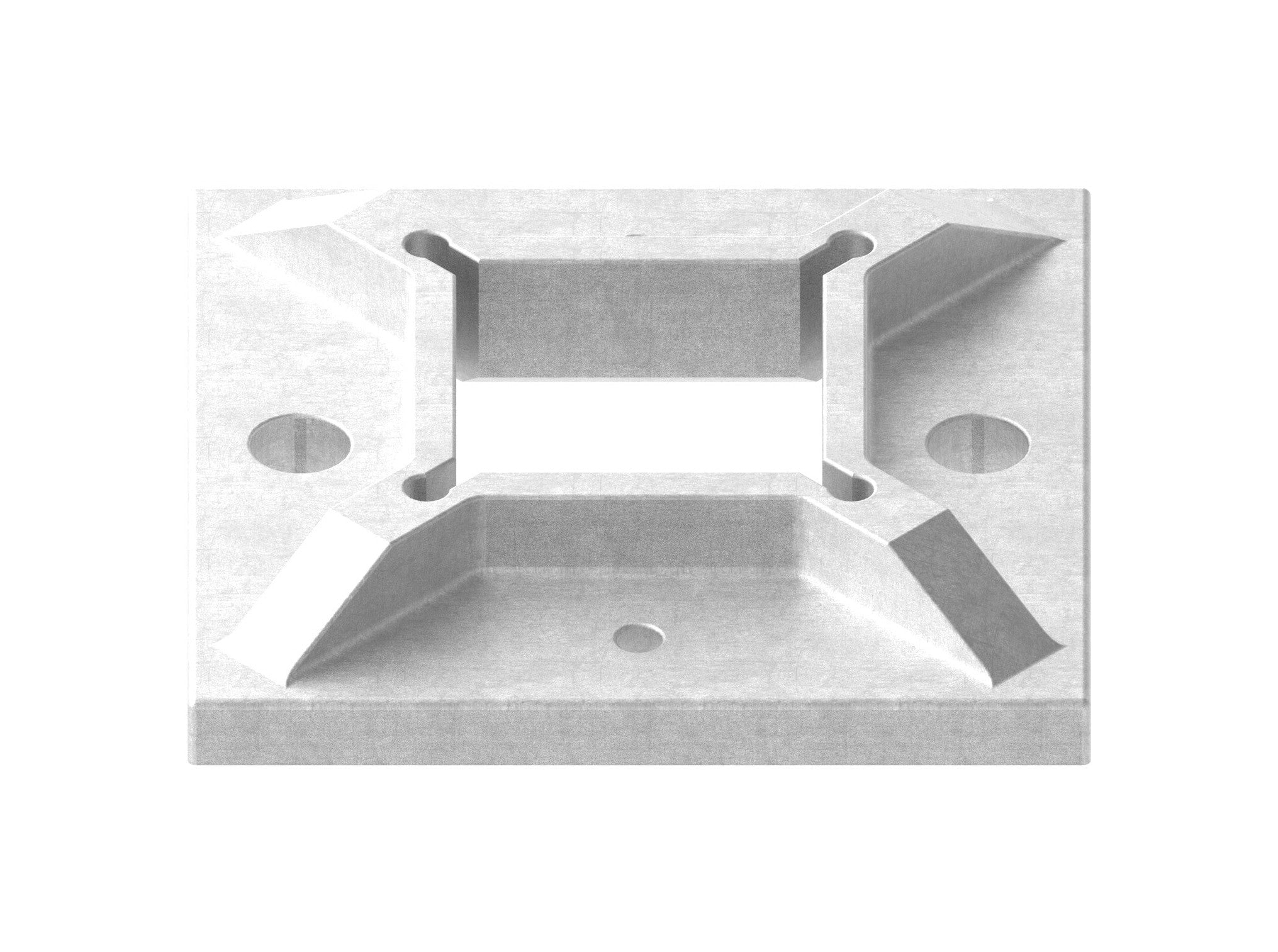 Edelstahl Wand- und Bodenanker, quadratisch, Mittelbohrung und 4 Bohrungen, V2A roh