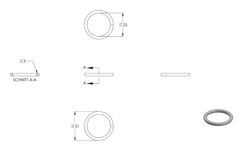 Zeichnung Ring, Rundmaterial Ø 3 mm, Außendurchmesser 31 mm