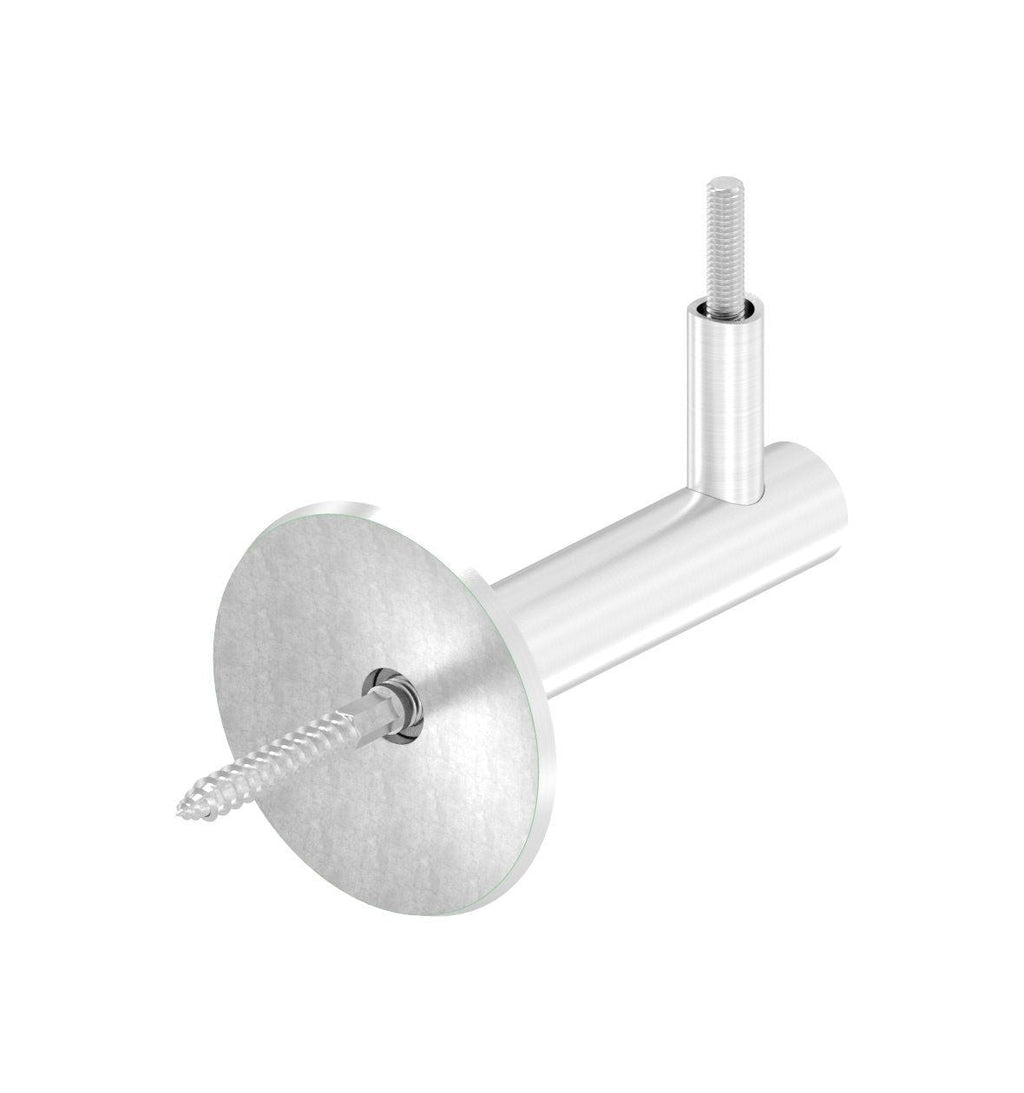 verschraubter Handlaufhalter mit Durchgangsbohrung, Stockschraube und Linsenkopfschraube, V2A