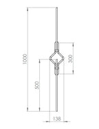 Zierstab mit Goldbund, für Zierelement mit Sackloch, Länge 1000 mm, V2A