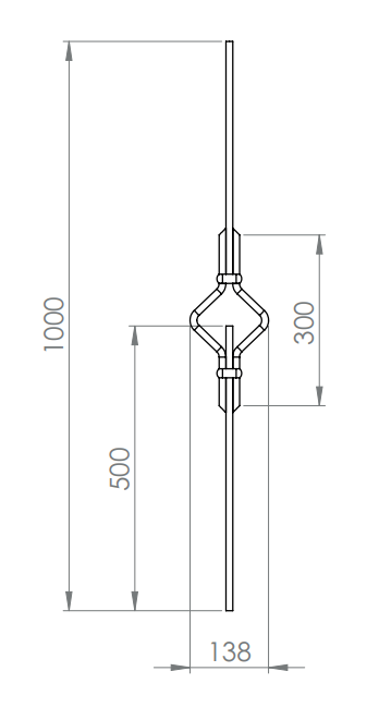 Zierstab mit Goldbund, für Zierelement mit Sackloch, Länge 1000 mm, V2A