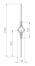 Zierstab mit Goldbund, für Zierelement mit Sackloch, Länge 1000 mm, V2A