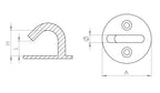 Befestigungsöse / Haken mit runder Platte, Rundeisen, mit 2 Bohrungen, V4A