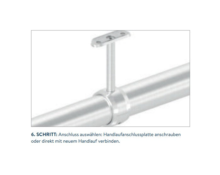 Handlauferhöhung für Rohr Ø 42,4 x 2,0 mm, geeignet zur nachträglichen Montage, V2A / V4A