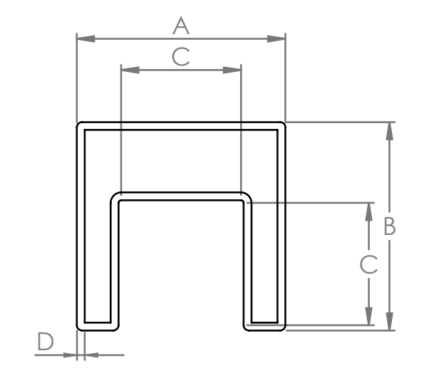 Edelstahl Quadrat-Nutrohr 40 x 40 x 1,5 mm, mit Nut 24 x 24 mm, V2A / V4A