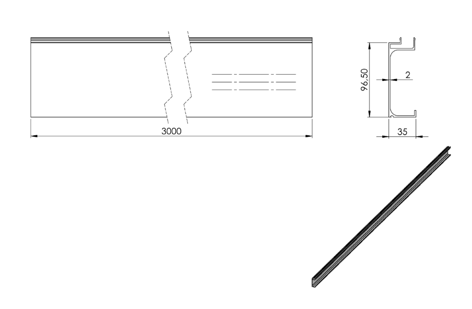 Abdeckung zum Aufklipsen für Alu-Profil eleganza STRONG, Holmlast 0.5 -3.0kN, seitliche Montage