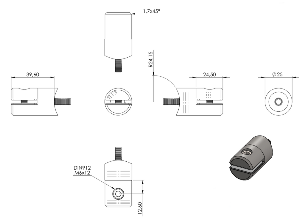 Zeichnung Blechhalter Anschluss Ø 48,3 mm