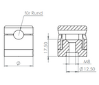 BRENK-fix® Grundhalter für Rundstäbe, mit Innengewinde M8 / Aluminium, V2A, V4A