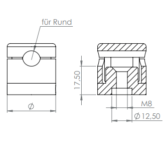 BRENK-fix® Grundhalter für Rundstäbe, mit Innengewinde M8 / Aluminium, V2A, V4A