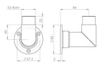 Edelstahl Wandhalter 90° für Rundrohre, eckige Form, zum Einstecken ins Rohr, V2A