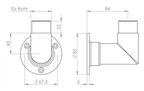 Edelstahl Wandhalter 90° für Rundrohre, eckige Form, zum Einstecken ins Rohr, V2A