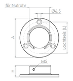 Wandhalter für Rund-Nutrohr, V2A / V4A