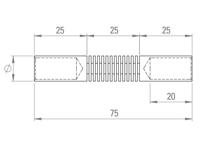 Rundstabverbinder flexibel, zum Biegen 0 - 110°, zum Einkleben der Stäbe, V2A