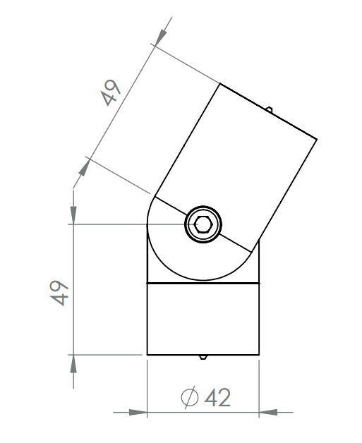 Verbinder mit Gelenk für Holzhandlauf Ø 42 mm, V2A