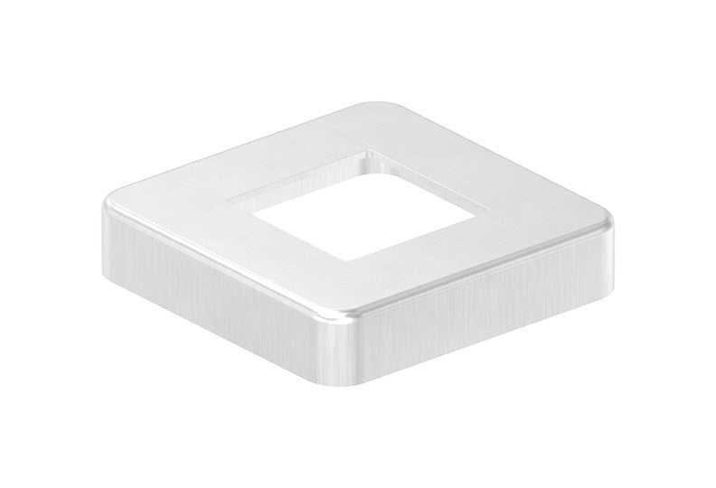 Edelstahl Abdeckrosette für Quadratrohre, mit Mittelbohrung, Längsschliff, V2A