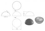 Zeichnung Halbhohlkugel Ø 500 mm, Wandstärke 2,0 - 2,5 mm