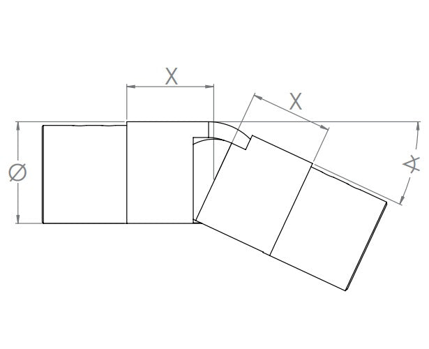 flexibler Verbinder für Rund-Nutrohr, abwärts 25-55°, V2A / V4A