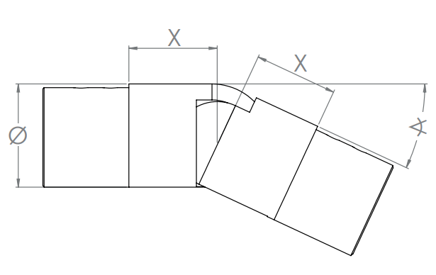 flexibler Verbinder für Rund-Nutrohr, abwärts 25-55°, V2A / V4A