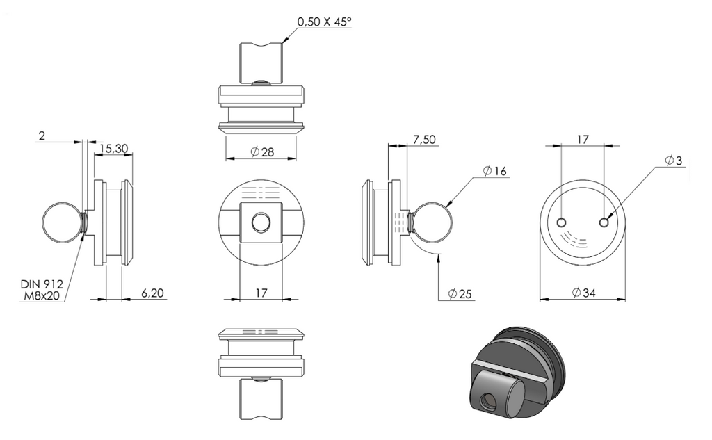 Wandhalter für Laufschiene an Glaswänden, für Glasschiebetürsystem, V2A