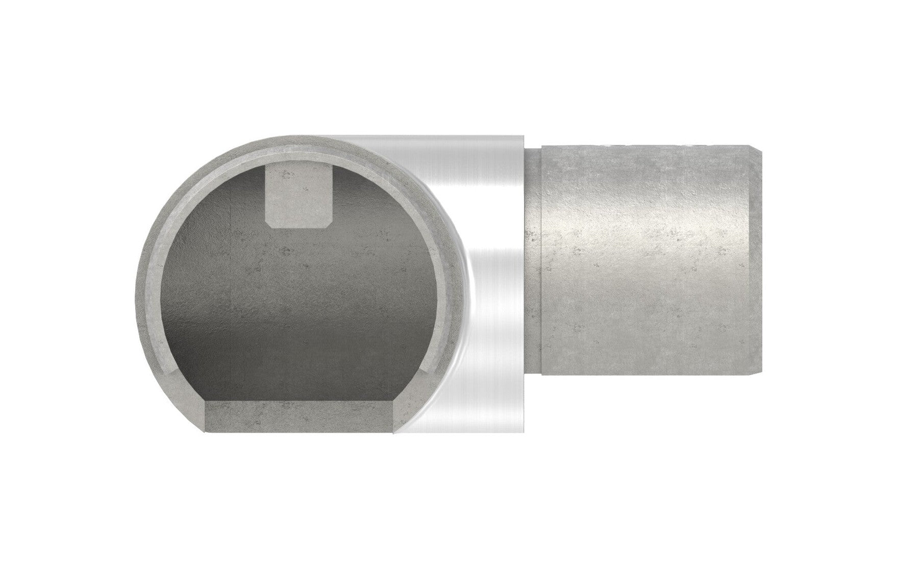 Eckbogen horizontal / Verlaufsecke 90° für Rund-Nutrohr, V2A / V4A
