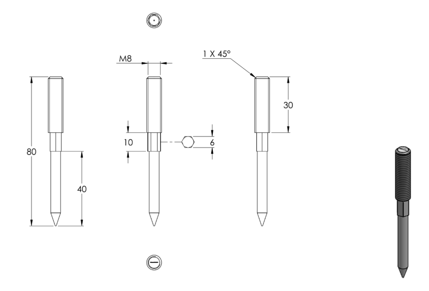 Zeichnung Stockschraube M8 x 80 mm