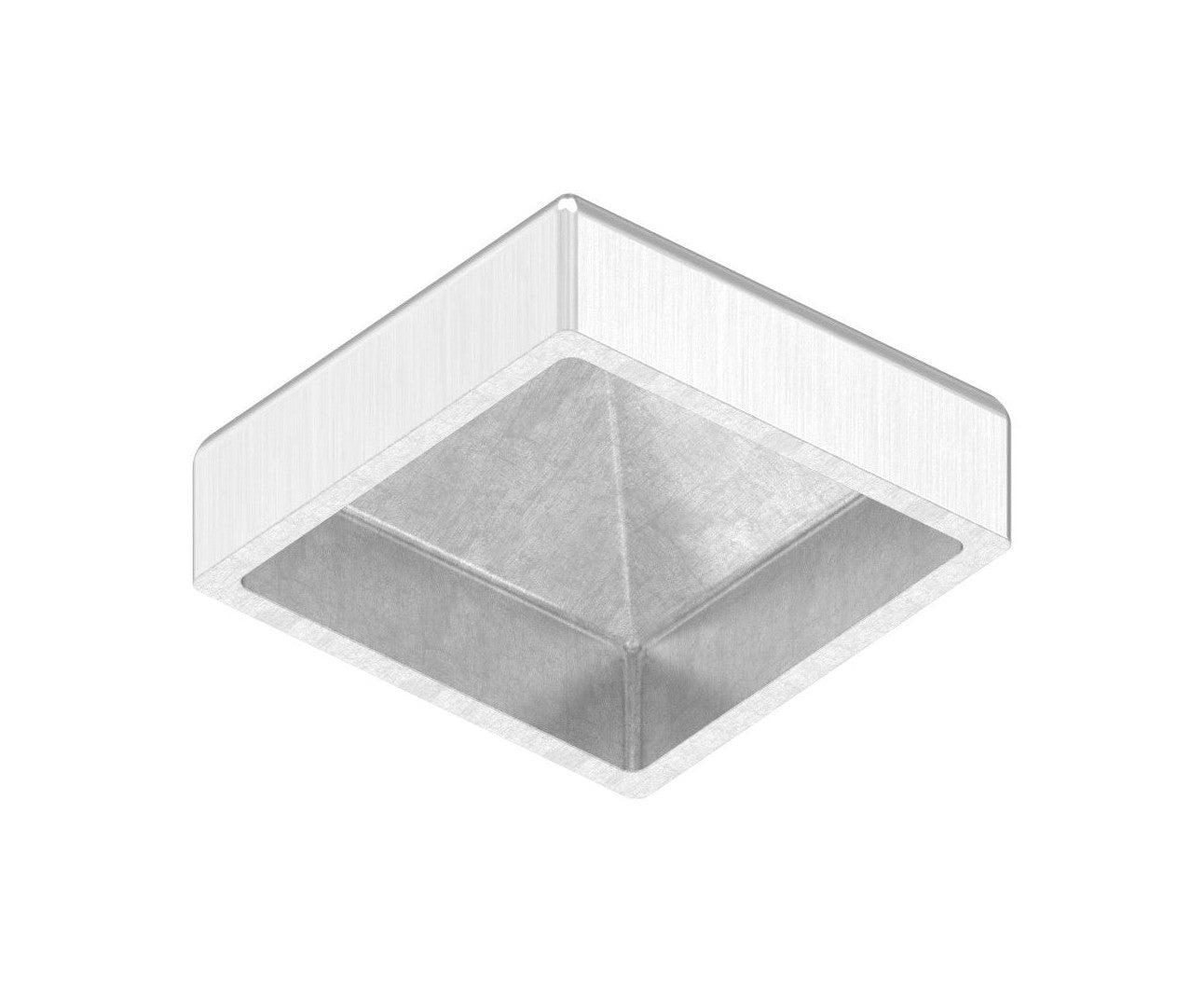 Edelstahl Pyramidenkappe für Quadratrohre, hohl, Ecken verschweißt, V2A